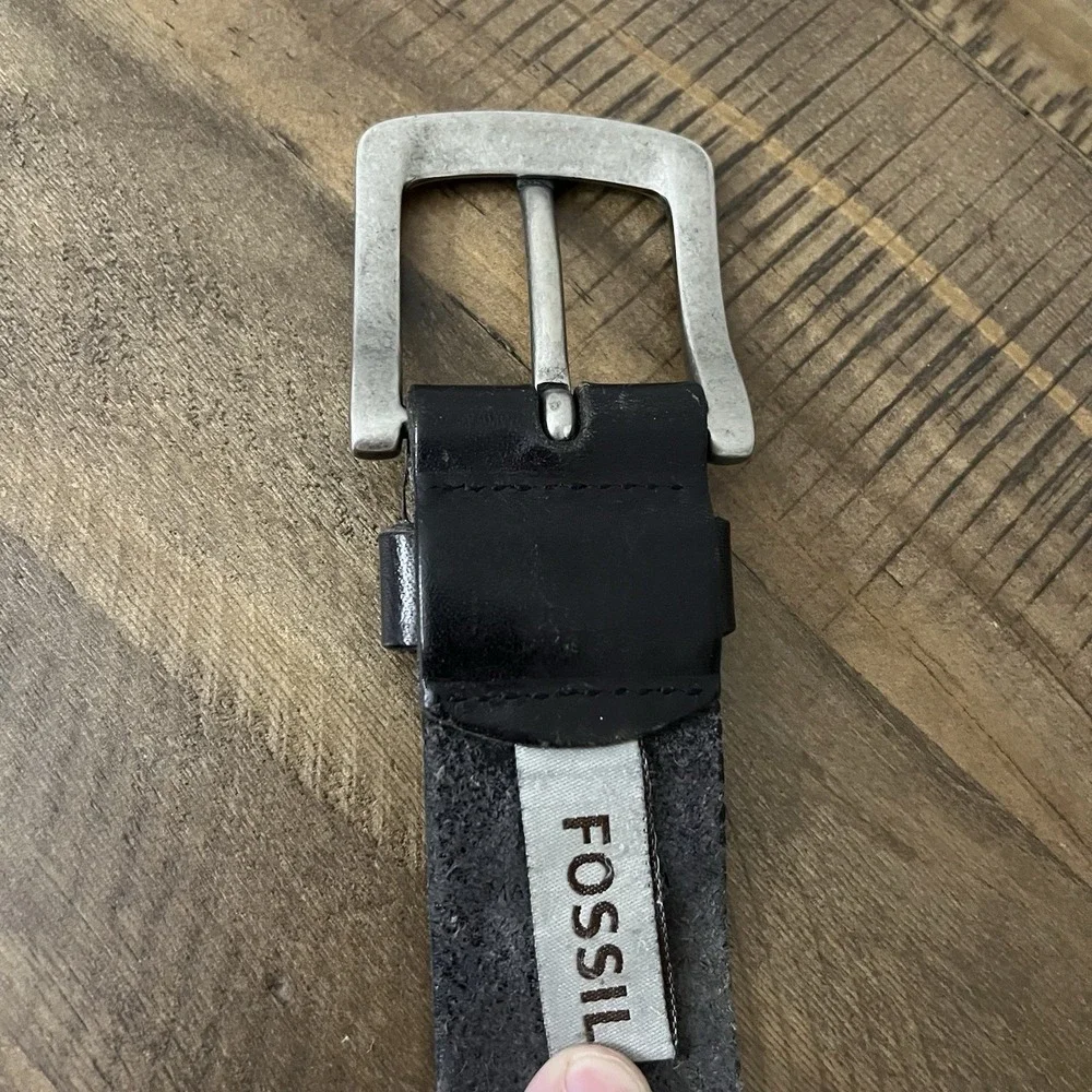 Men's FOSSIL Belt Black Soft Leather Stainless Buckle 40 Vintage‎